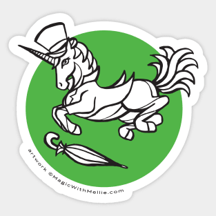 Jumping Dapper Unicorn — Inktober Unicorn illustration series Sticker